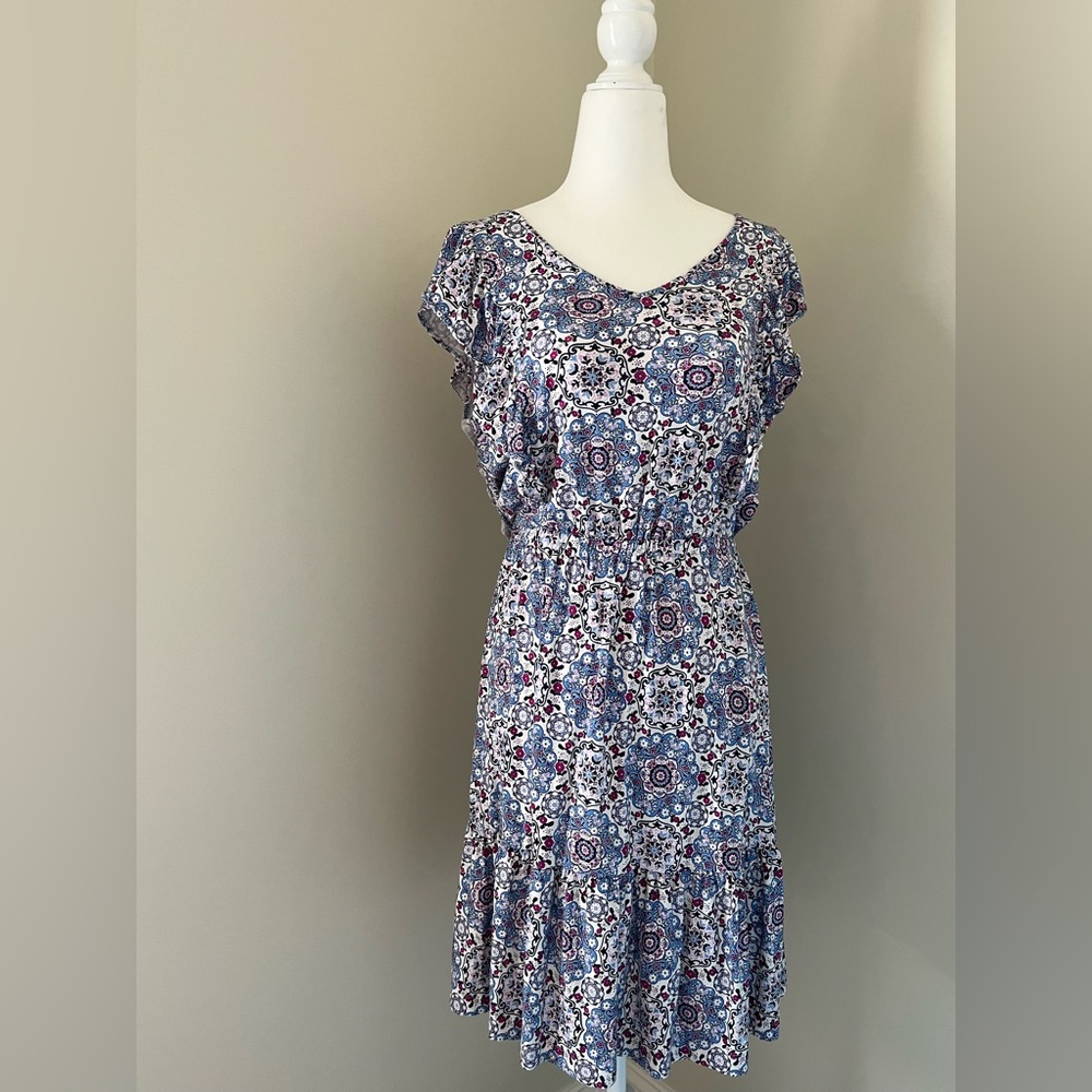 LOFT Ruffle Jersey Medallion Dress